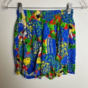 Vtg Jams World Colorful Floral Shorts Tropical Summer Beach Vacation Size S